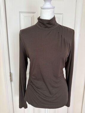 Per Se dark brown zip back turtleneck long sleeves size large